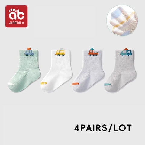 AIBEDILA Kids Soft Cotton Socks – 4 Pairs