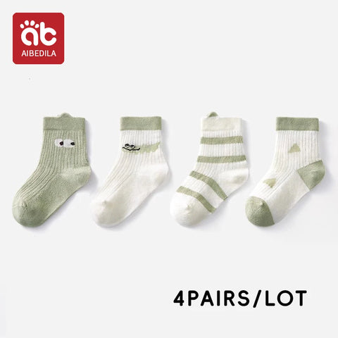 AIBEDILA Kids Soft Cotton Socks – 4 Pairs