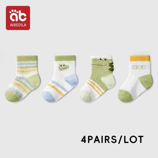 AIBEDILA Kids Soft Cotton Socks – 4 Pairs