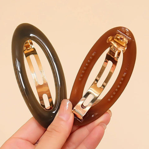 Korean Big Spring Hair Claw Clips - Stylish Metal Jelly Ponytail Holders