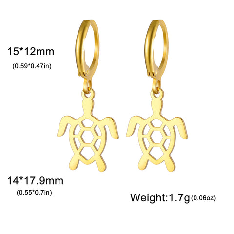 Skyrim Fashion Women Girls Stainless Steel Earrings - Heart Cross Flower Turtle Sun Pendant Hoop Earrings Jewelry Gift Wholesale