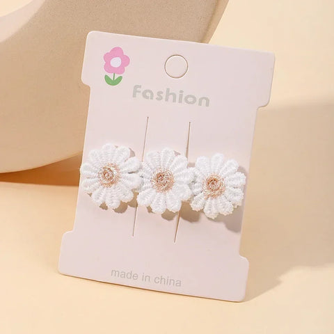 Set haarspeldjes met madeliefjes voor babymeisjes - schattige kanten haarspeldjes 