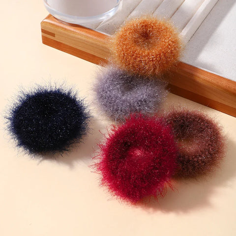 5Pcs/lot New Elastic Hair Band Hair Tie for Girls - Plush Color Matching Hair Rope for Everyday Use