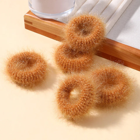 5Pcs/lot New Elastic Hair Band Hair Tie for Girls - Plush Color Matching Hair Rope for Everyday Use