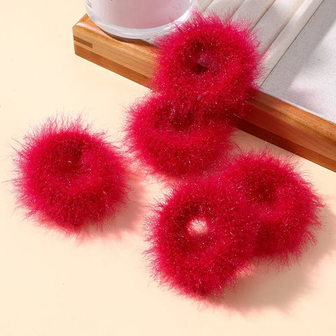 5Pcs/lot New Elastic Hair Band Hair Tie for Girls - Plush Color Matching Hair Rope for Everyday Use