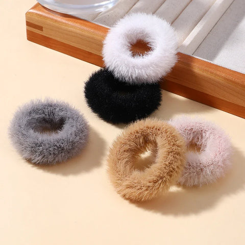5Pcs/lot New Elastic Hair Band Hair Tie for Girls - Plush Color Matching Hair Rope for Everyday Use