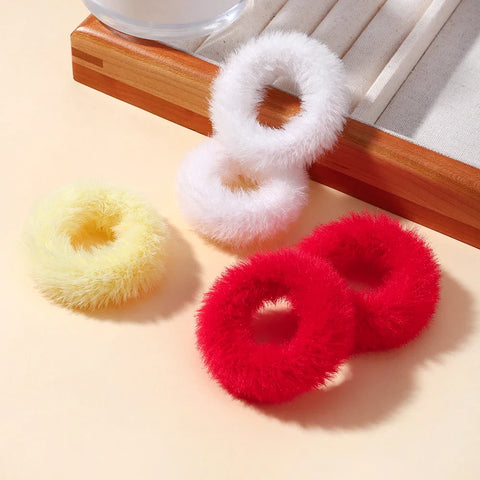 5Pcs/lot New Elastic Hair Band Hair Tie for Girls - Plush Color Matching Hair Rope for Everyday Use