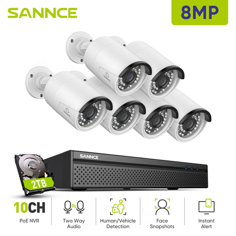 SANNCE 8MP Wired NVR POE Security Camera System