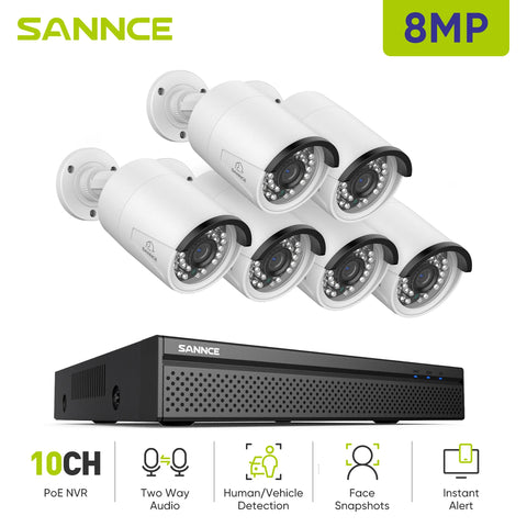 SANNCE 8MP Wired NVR POE Security Camera System