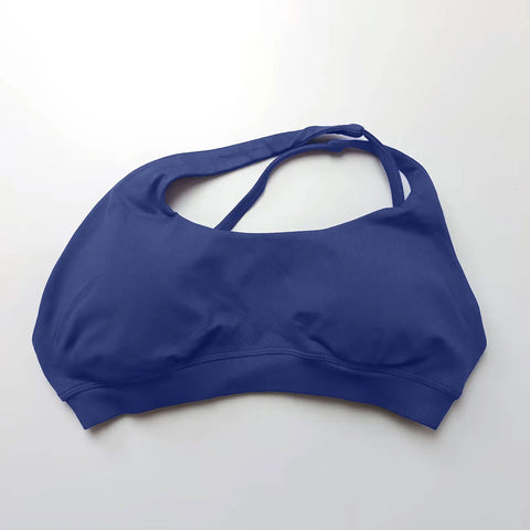 NCLAGEN Asymmetric Sports Bra Gym Top for Women - High Support Halter Backless Fitness Activewear
