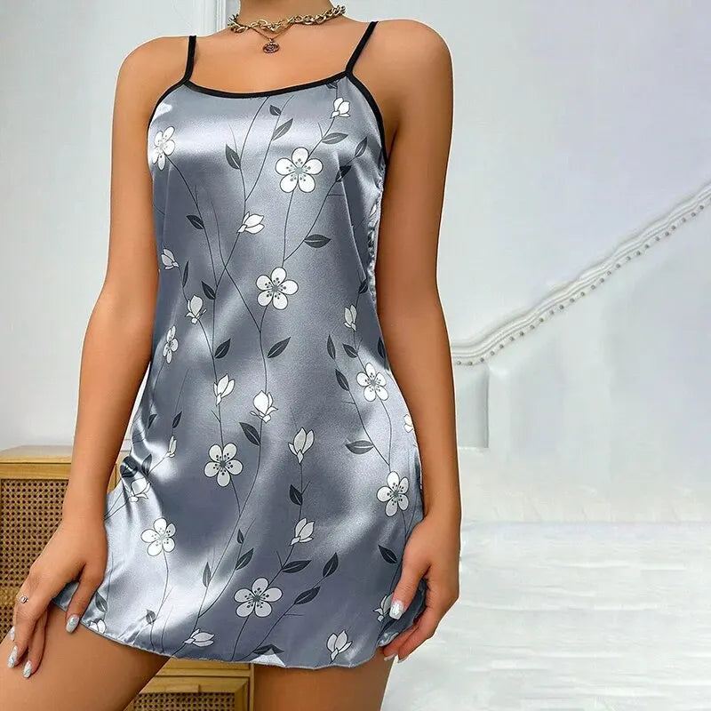 Women's Satin Floral Print Nightdress
