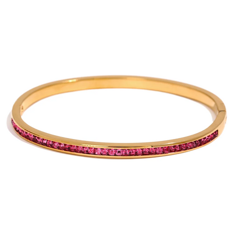 Yhpup Colorful Cubic Zirconia Stainless Steel Bracelet for Women - Luxury Fashion Jewelry
