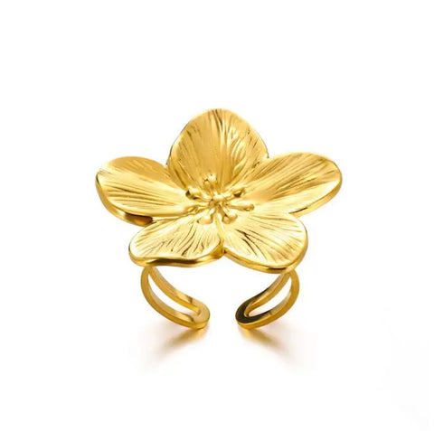 Minimalist Texture Stainless Steel Geometric Rings for Women - Gold Color Opening Couple Ring for Aesthetic Weddings and Christmas Jewelry