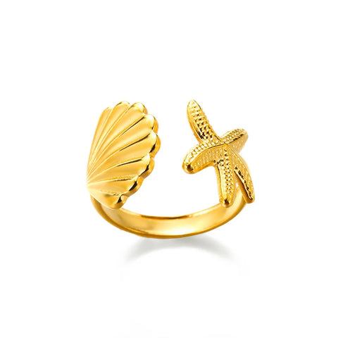 Zircon Moon Star Rings for Women - Stainless Steel Adjustable Aesthetic Jewelry