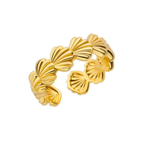 Minimalist Texture Stainless Steel Geometric Rings for Women - Gold Color Opening Couple Ring for Aesthetic Weddings and Christmas Jewelry