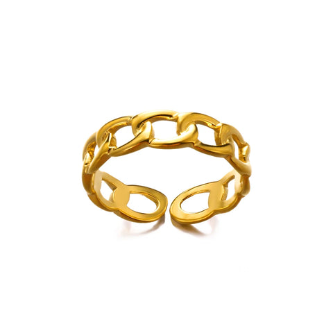 Classic Twist Chain Open Rings for Women - Zircon Stainless Steel Geometric Couple Ring