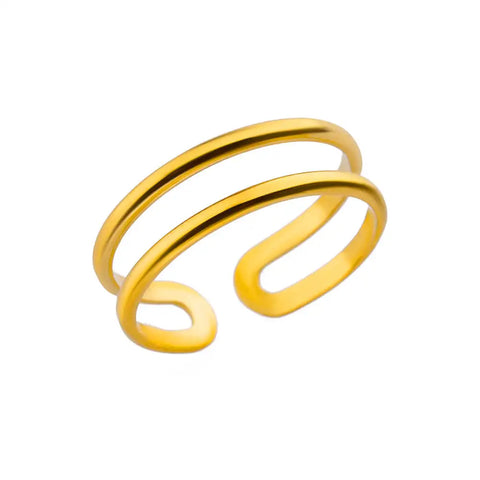 Stainless Steel Round Rings for Women - Geometric Gold Color Crystal Ring - Aesthetic Wedding Party Jewelry Gift