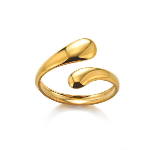 Stainless Steel Round Rings for Women - Geometric Gold Color Crystal Ring - Aesthetic Wedding Party Jewelry Gift
