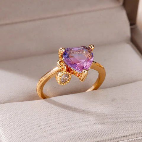 Zircon Flame Drop Ring for Women - Adjustable Stainless Steel Water Drop Jewelry for Weddings and Parties