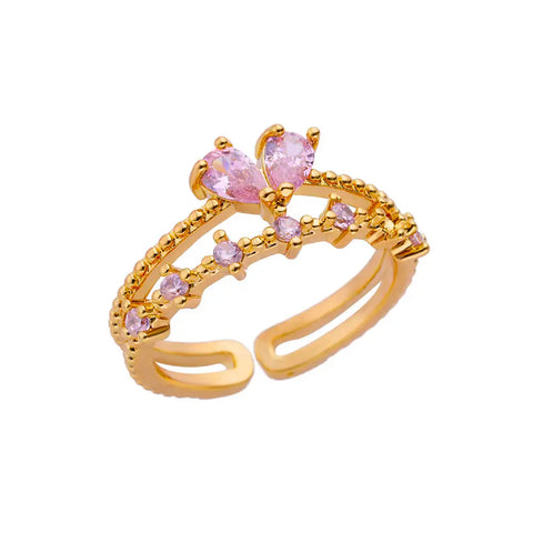 Zircon Heart Rings for Women - Double Stackable Bridal Sets & Engagement Jewelry