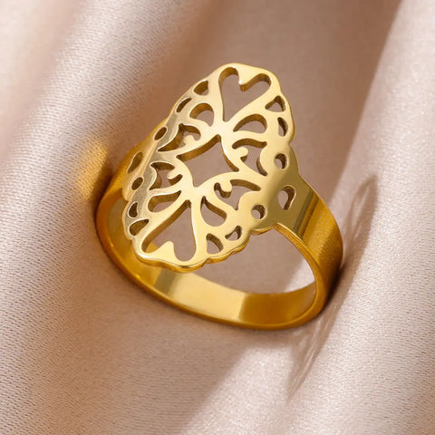 Zircon Flame Drop Ring for Women - Adjustable Stainless Steel Water Drop Jewelry for Weddings and Parties