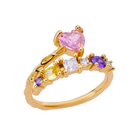 Zircon Heart Rings for Women - Double Stackable Bridal Sets & Engagement Jewelry