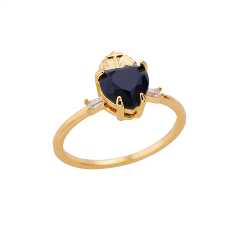 Pink Zircon Heart Rings for Women - Adjustable Gold Plated Stainless Steel Ring - 2025 Trend Wedding Aesthetic Jewelry Gift