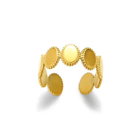 Stainless Steel Round Rings for Women - Geometric Gold Color Crystal Ring - Aesthetic Wedding Party Jewelry Gift