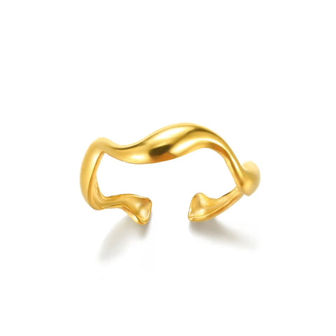 Stainless Steel Round Rings for Women - Geometric Gold Color Crystal Ring - Aesthetic Wedding Party Jewelry Gift
