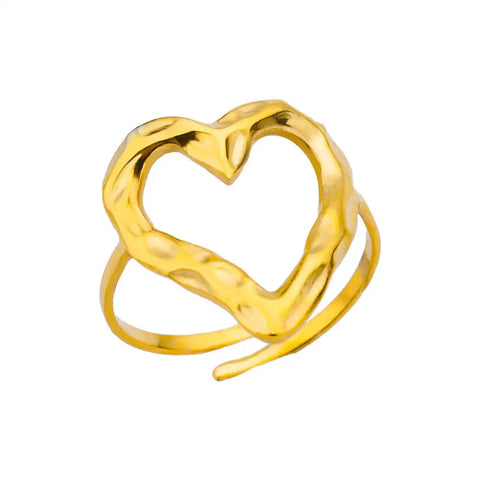 Minimalist Texture Stainless Steel Geometric Rings for Women - Gold Color Opening Couple Ring for Aesthetic Weddings and Christmas Jewelry