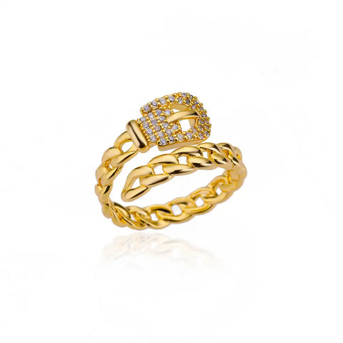 Blue Zircon Crown Rings for Women - Adjustable Gold Color Wedding Jewelry Gift