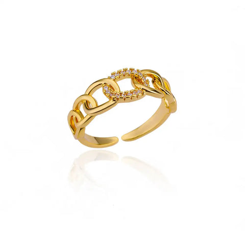 Blue Zircon Crown Rings for Women - Adjustable Gold Color Wedding Jewelry Gift