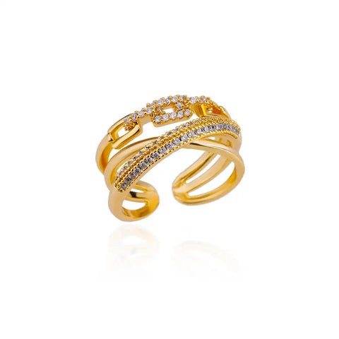 Blue Zircon Crown Rings for Women - Adjustable Gold Color Wedding Jewelry Gift