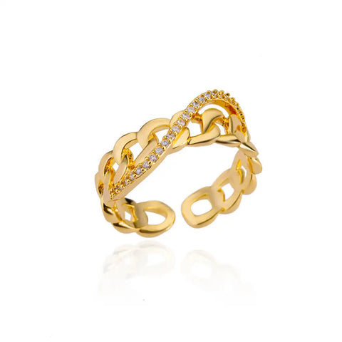 Blue Zircon Crown Rings for Women - Adjustable Gold Color Wedding Jewelry Gift