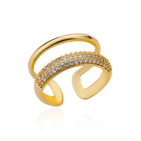Blue Zircon Crown Rings for Women - Adjustable Gold Color Wedding Jewelry Gift