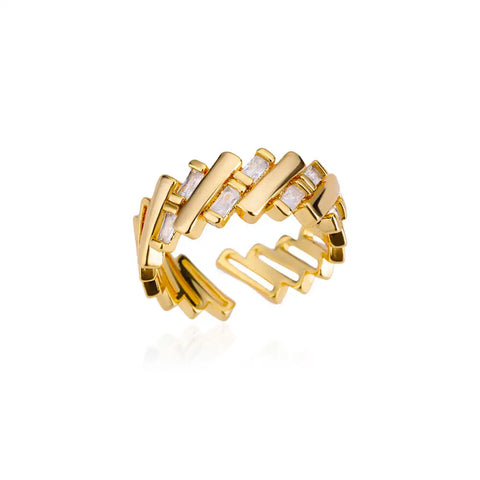 Stainless Steel Round Rings for Women - Geometric Gold Color Crystal Ring - Aesthetic Wedding Party Jewelry Gift