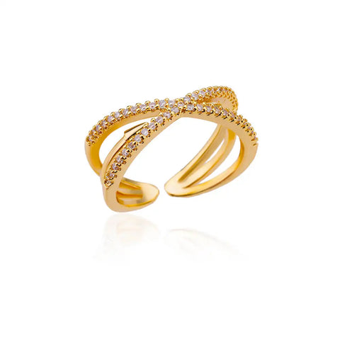 Stainless Steel Round Rings for Women - Geometric Gold Color Crystal Ring - Aesthetic Wedding Party Jewelry Gift