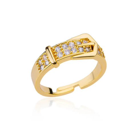 Blue Zircon Crown Rings for Women - Adjustable Gold Color Wedding Jewelry Gift