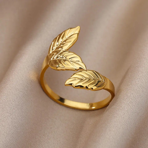 Irregular Hollow Opening Rings for Women - Gold Stainless Steel Geometric Fashion Jewelry
