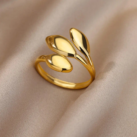 Irregular Hollow Opening Rings for Women - Gold Stainless Steel Geometric Fashion Jewelry
