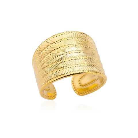 Minimalist Texture Stainless Steel Geometric Rings for Women - Gold Color Opening Couple Ring for Aesthetic Weddings and Christmas Jewelry