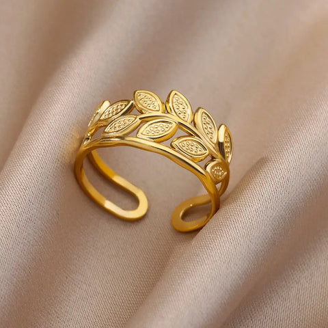 Irregular Hollow Opening Rings for Women - Gold Stainless Steel Geometric Fashion Jewelry