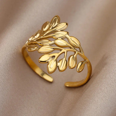 Irregular Hollow Opening Rings for Women - Gold Stainless Steel Geometric Fashion Jewelry