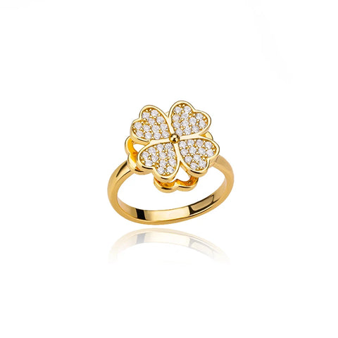 Classic Twist Chain Open Rings for Women - Zircon Stainless Steel Geometric Couple Ring