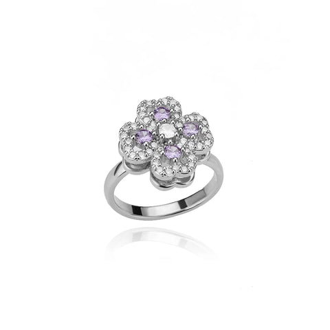 Zircon Rotatable Four Leaf Clover Anxiety Rings for Women - Stainless Steel Fidget Spinner Ring - Aesthetic Jewelry Gift