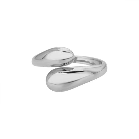 Classic Twist Chain Open Rings for Women - Zircon Stainless Steel Geometric Couple Ring