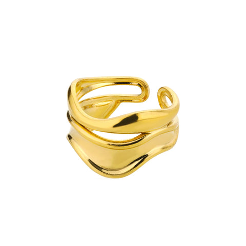 Stainless Steel Round Rings for Women - Geometric Gold Color Crystal Ring - Aesthetic Wedding Party Jewelry Gift