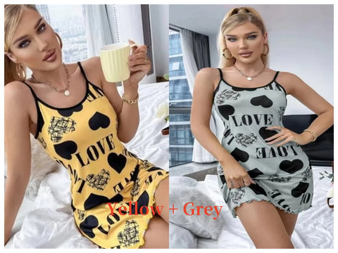 Sexy halternachthemd voor dames in de zomer met schattige print