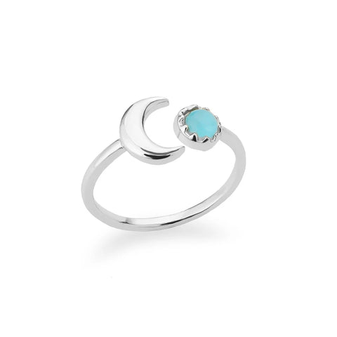 Zircon Moon Star Rings for Women - Stainless Steel Adjustable Aesthetic Jewelry