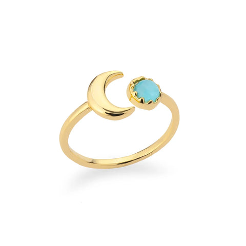 Zircon Moon Star Rings for Women - Stainless Steel Adjustable Aesthetic Jewelry